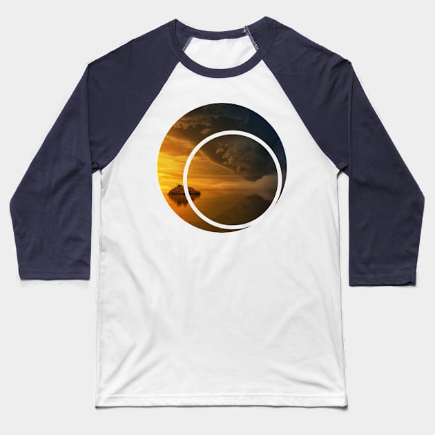 Rolling Thunder Over Ocean Geometric Art Baseball T-Shirt by GeometricPhotos